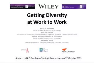 Getting Diversity at Work to Work