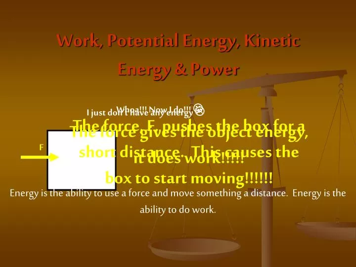 work potential energy kinetic energy power