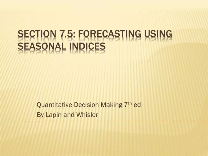 quantitative decision making 7 th ed by lapin and whisler