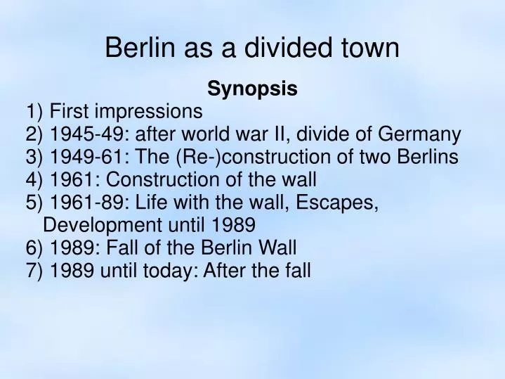 berlin as a divided town