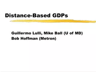 Distance-Based GDPs