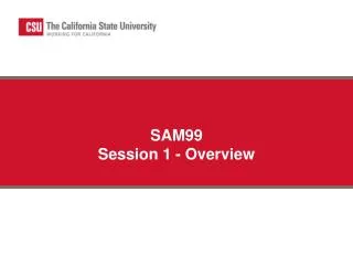 SAM99 Session 1 - Overview