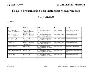 60 GHz Transmission and Reflection Measurements