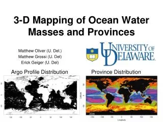 3-D Mapping of Ocean Water Masses and Provinces