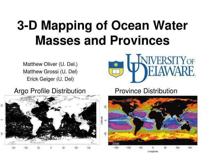 3 d mapping of ocean water masses and provinces