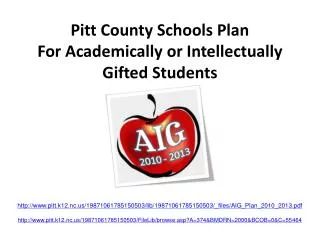 Pitt County Schools Plan For Academically or Intellectually Gifted Students