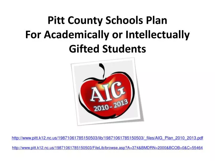 pitt county schools plan for academically or intellectually gifted students