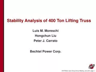 Stability Analysis of 400 Ton Lifting Truss