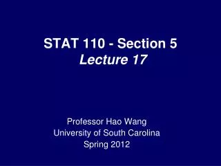 STAT 110 - Section 5 Lecture 17