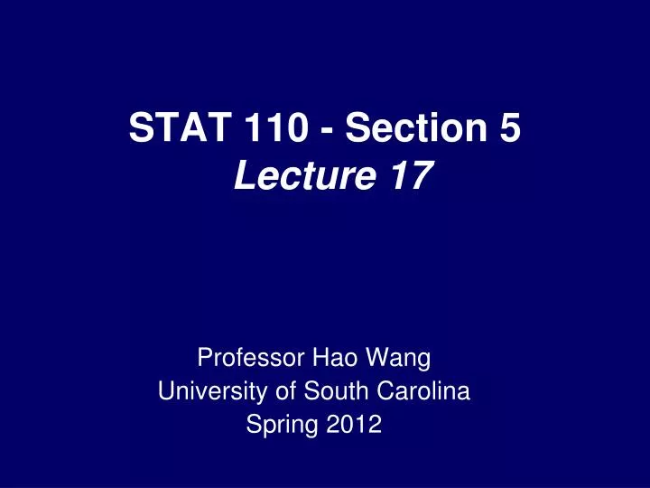 stat 110 section 5 lecture 17