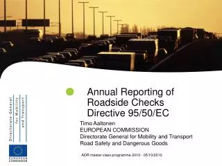 Annual Reporting of Roadside Checks Directive 95/50/EC