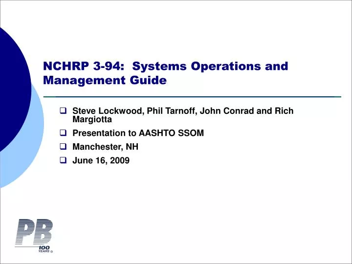 nchrp 3 94 systems operations and management guide
