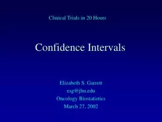 Confidence Intervals