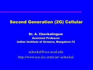 Second Generation (2G) Cellular