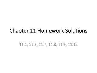 Chapter 11 Homework Solutions