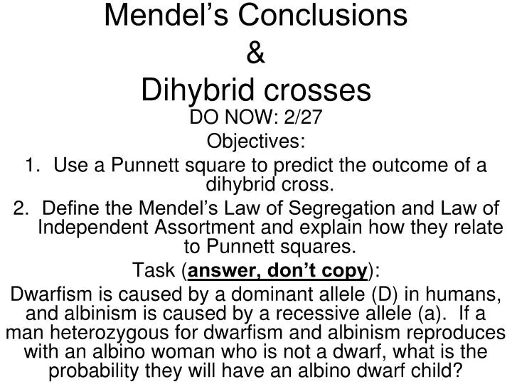 mendel s conclusions dihybrid crosses