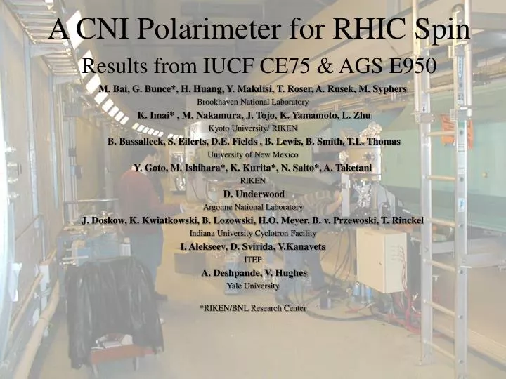 a cni polarimeter for rhic spin results from iucf ce75 ags e950