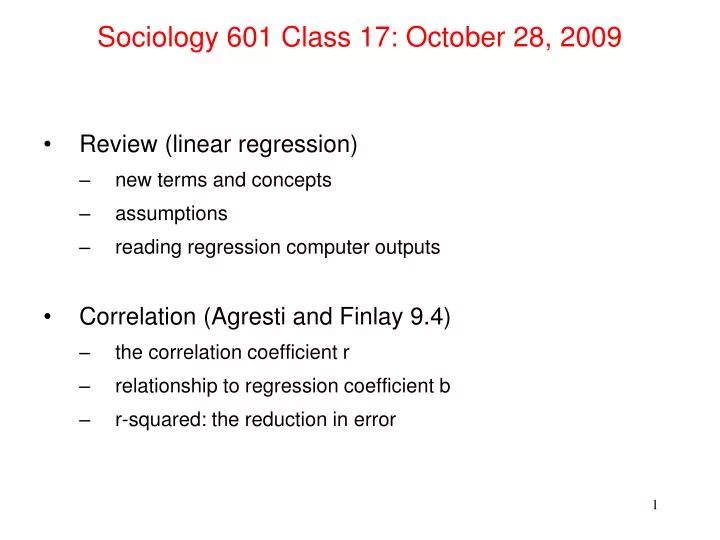 sociology 601 class 17 october 28 2009