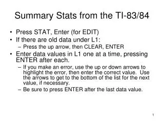 Summary Stats from the TI-83/84