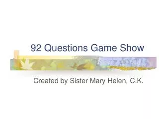 92 Questions Game Show