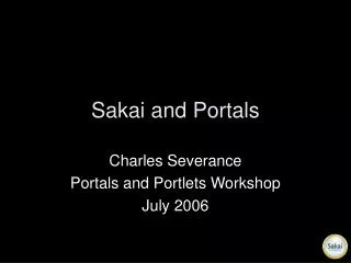 Sakai and Portals