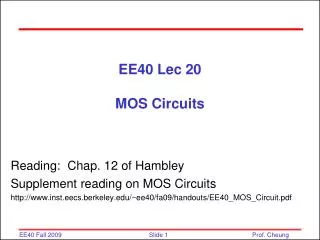 EE40 Lec 20 MOS Circuits