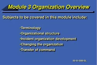 Module 3 Organization Overview