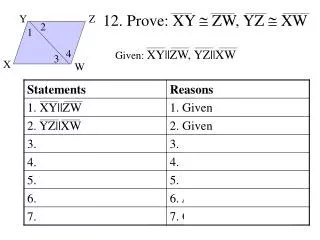 12. Prove: XY @ ZW, YZ @ XW