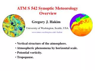 ATM S 542 Synoptic Meteorology Overview