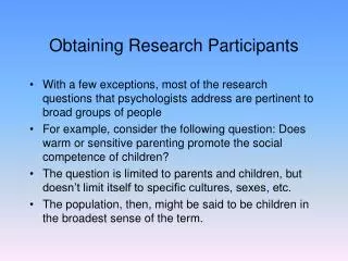 Obtaining Research Participants