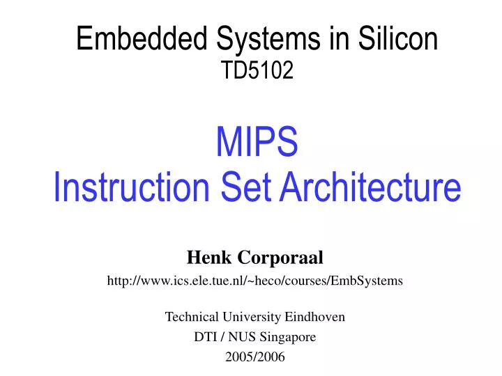 embedded systems in silicon td5102 mips instruction set architecture