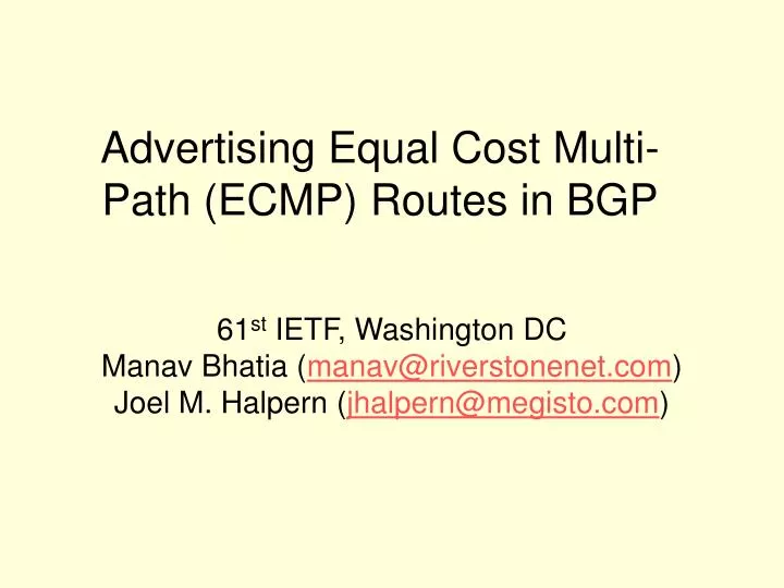 advertising equal cost multi path ecmp routes in bgp