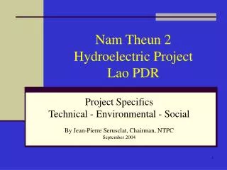 Nam Theun 2 Hydroelectric Project Lao PDR
