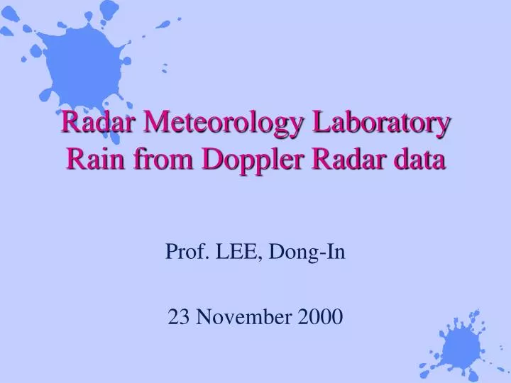 radar meteorology laboratory rain from doppler radar data