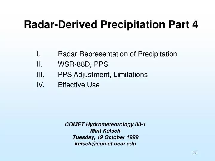 radar derived precipitation part 4