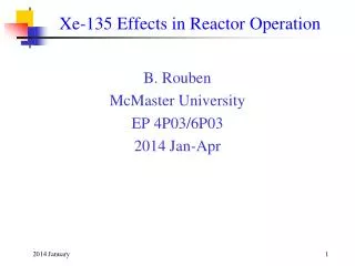 Xe-135 Effects in Reactor Operation