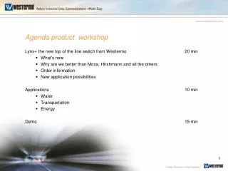 Agenda product workshop