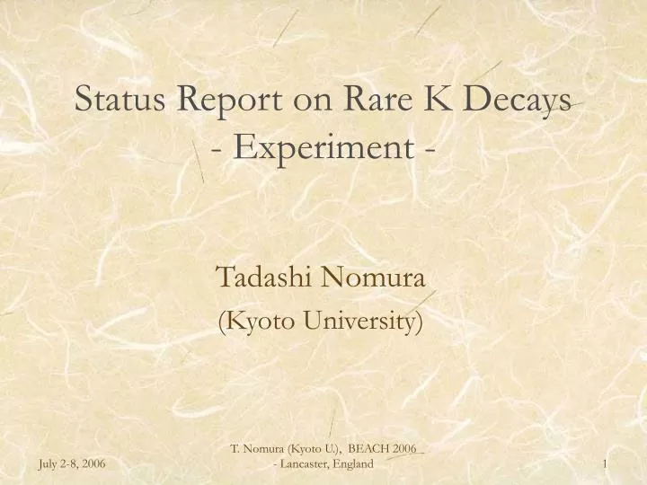 status report on rare k decays experiment