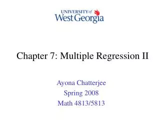 Chapter 7: Multiple Regression II