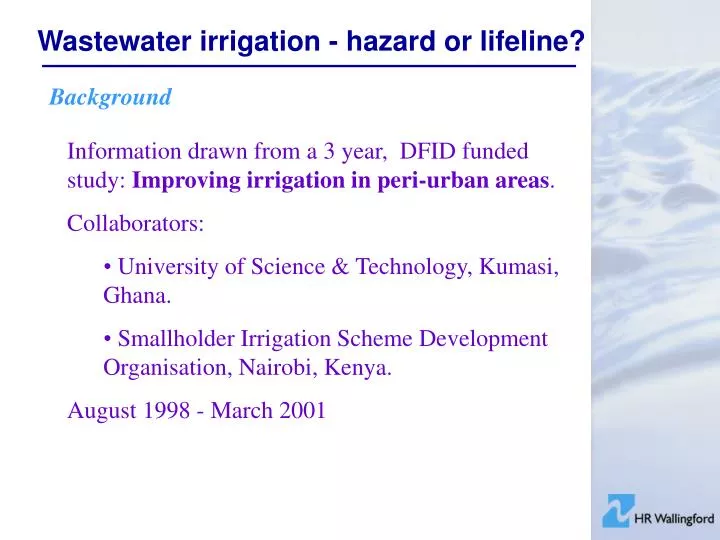 wastewater irrigation hazard or lifeline