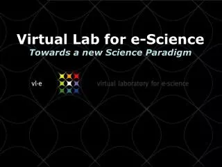 Virtual Lab for e-Science Towards a new Science Paradigm
