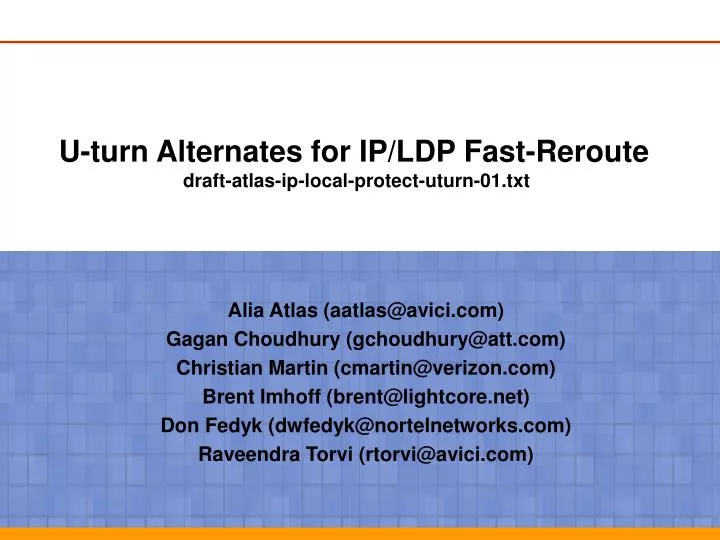 u turn alternates for ip ldp fast reroute draft atlas ip local protect uturn 01 txt