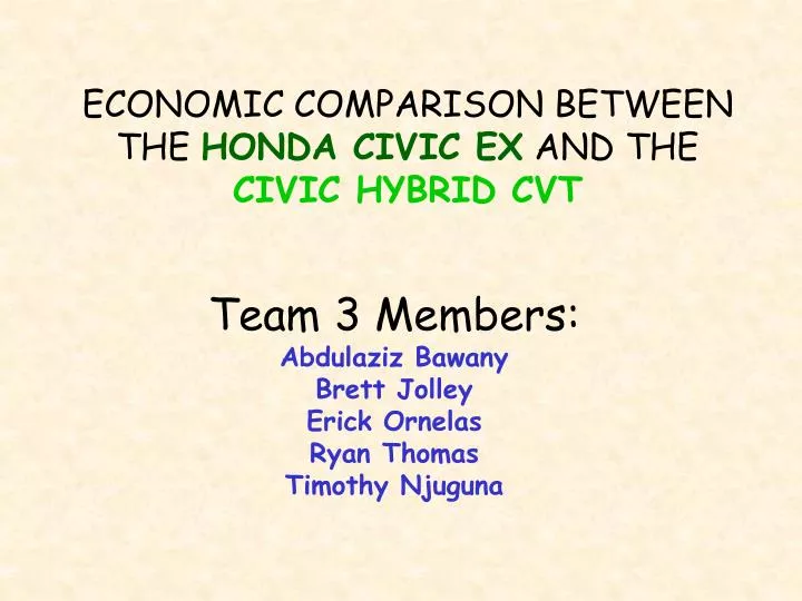 economic comparison between the honda civic ex and the civic hybrid cvt