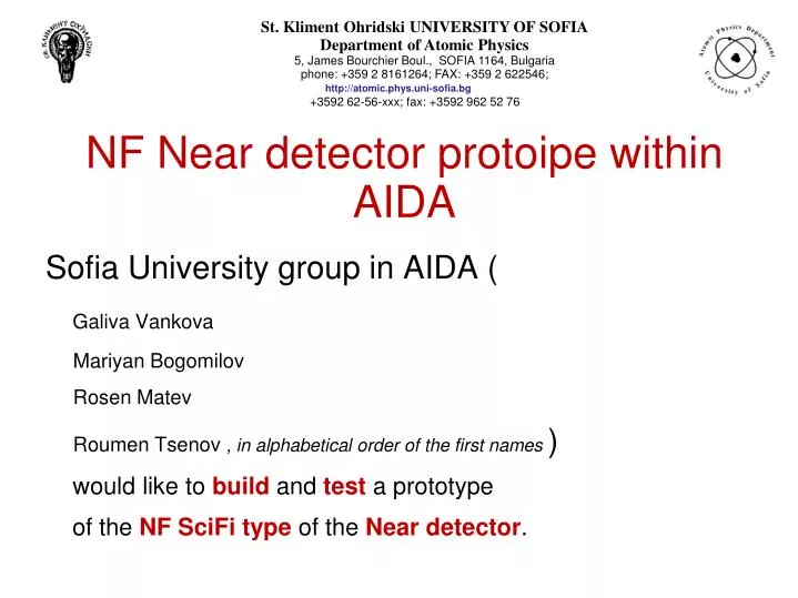 nf near detector protoipe within aida