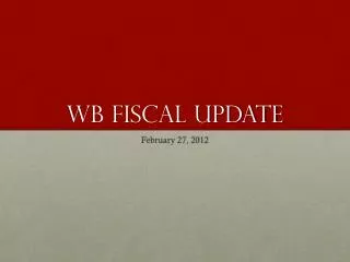Wb Fiscal update
