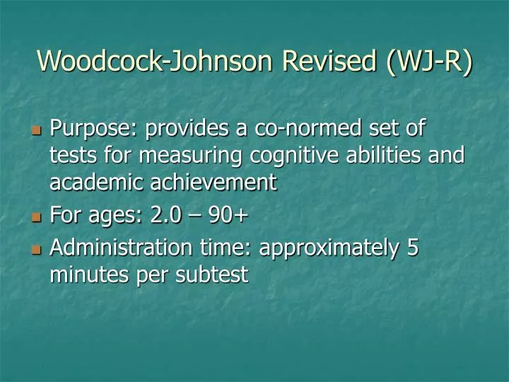woodcock johnson revised wj r