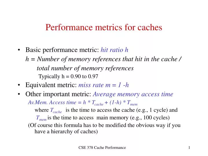 performance metrics for caches