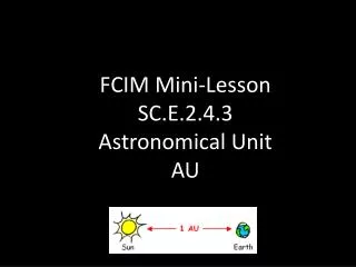 FCIM Mini-Lesson SC.E.2.4.3 Astronomical Unit AU