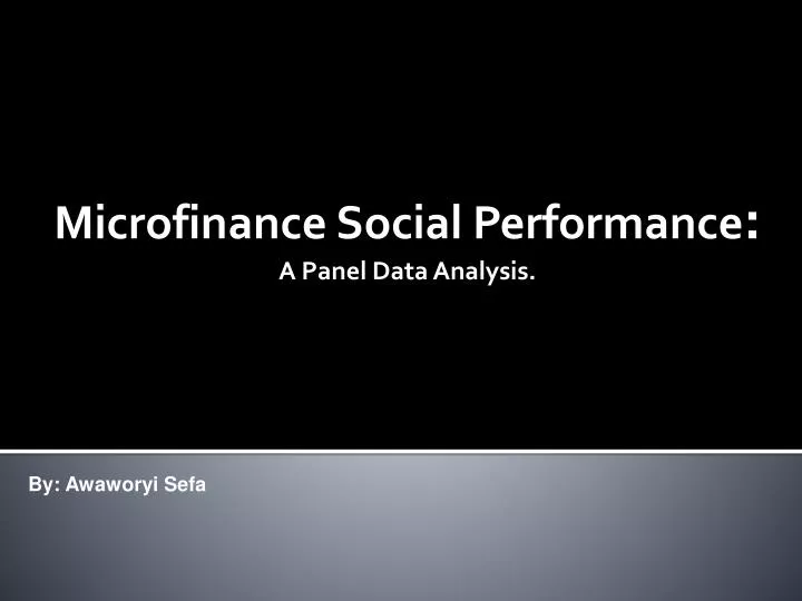 microfinance social performance a panel data analysis