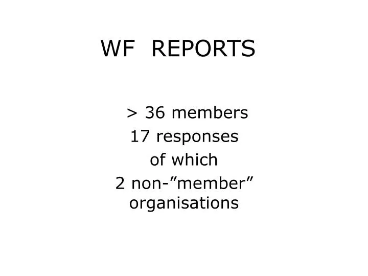 wf reports